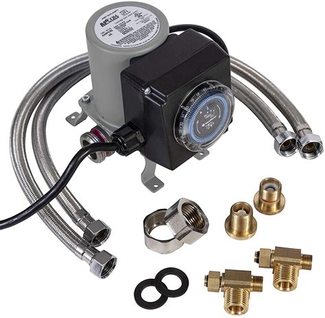 Laing E3 series hot water recirculation pump (no timer). 1/2 inch sweat connection. 6 foot power cord included. Replaces E3-BCSVNN1W-11. PART #60A0G1002. 1 Day. In-stock. Laing E1 series recirculation pump. Includes power cord, adjustable thermostat (95-158 F), built-in ball and check valve, 1/2 inch sweat union connections and bleeder valve. 